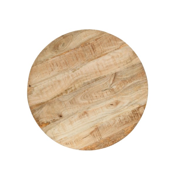 Table basse ronde en bois massif et métal noir - Orson