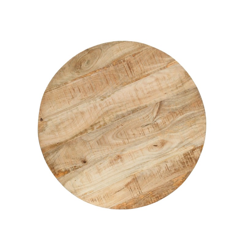 Table basse ronde en bois massif et métal noir - Orson