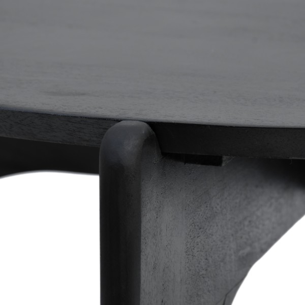 Table basse ronde et noire en bois massif - Stellan
