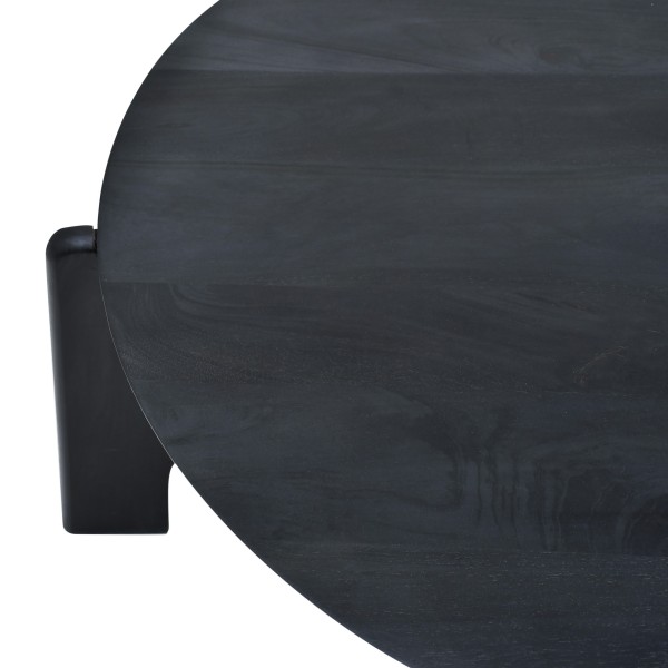 Table basse ronde et noire en bois massif - Stellan
