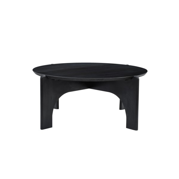 Table basse ronde et noire en bois massif - Stellan
