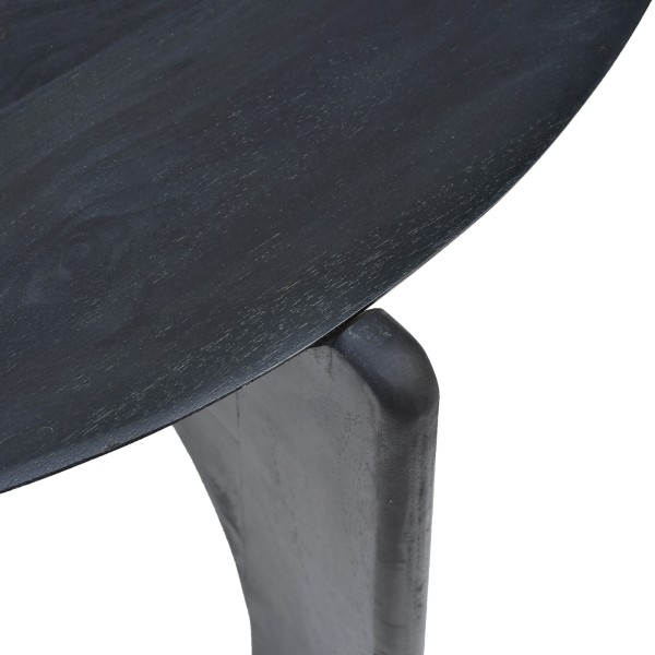 Table basse ronde et noire en bois massif - Stellan