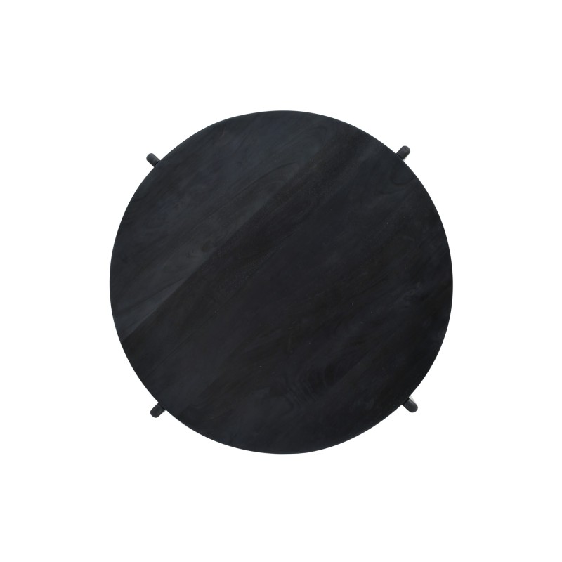 Table basse ronde et noire en bois massif - Stellan