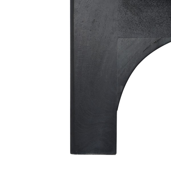 Table basse ronde et noire en bois massif - Stellan