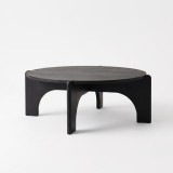 Table basse ronde et noire en bois massif - Stellan