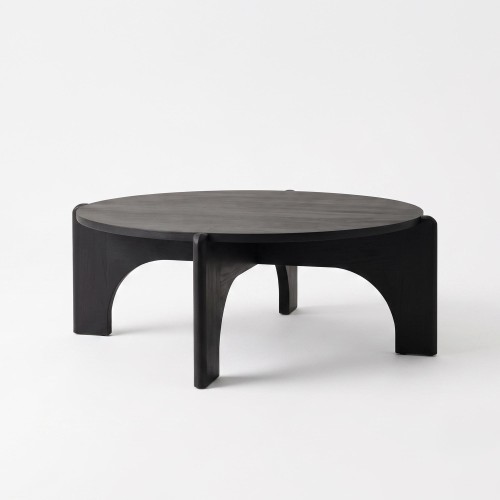 Table basse ronde et noire en bois massif - Stellan