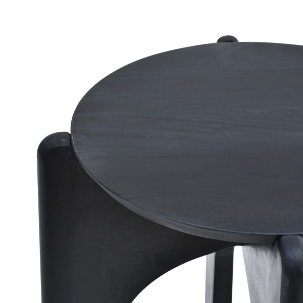 Table d'appoint ronde et noire en bois massif - Stellan