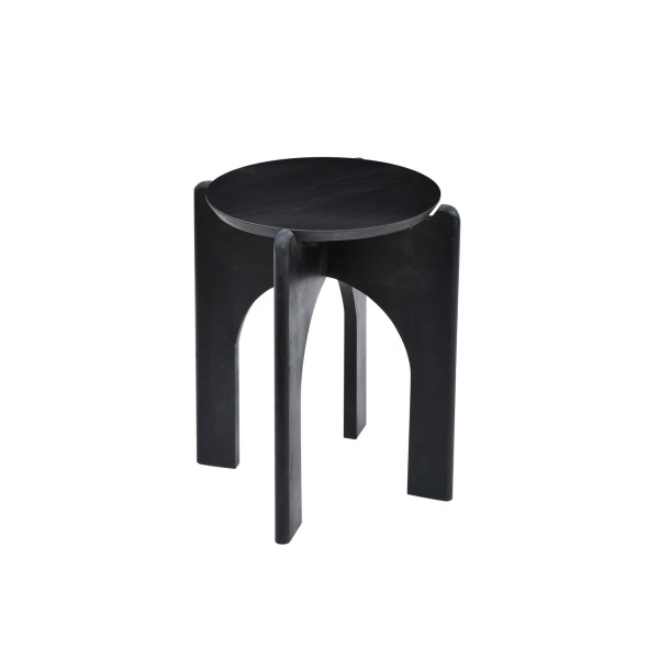 Table d'appoint ronde et noire en bois massif - Stellan