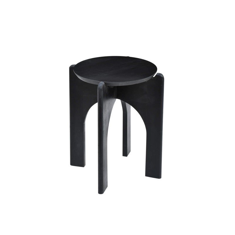 Table d'appoint ronde et noire en bois massif - Stellan