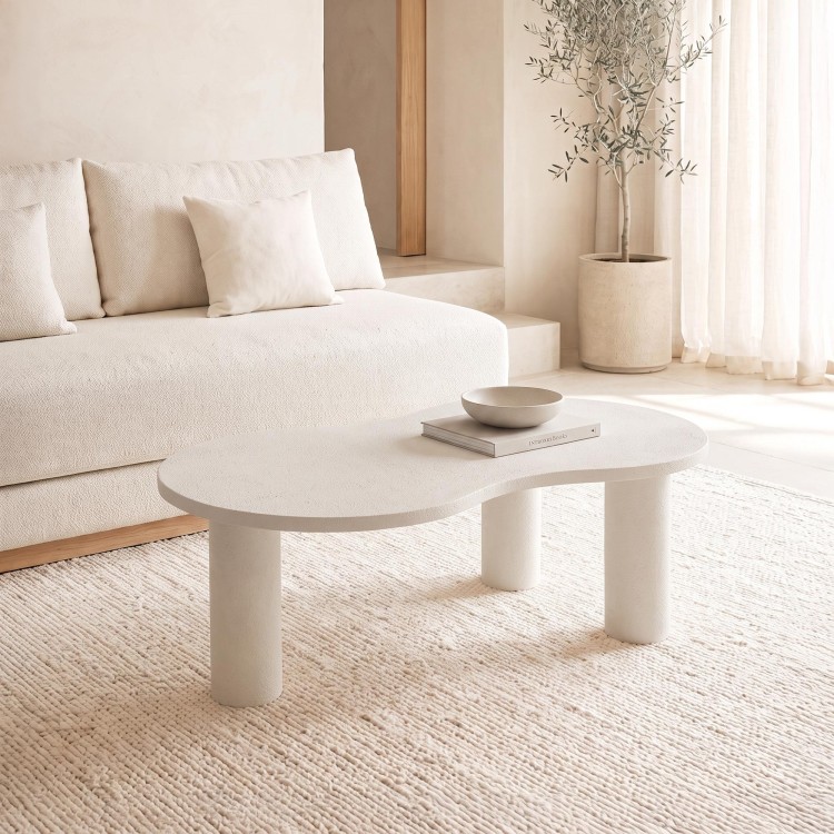 Table basse design blanche en marbre composite - Arco