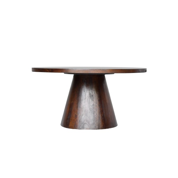 Table basse ronde en bois massif brun foncé - Alrik