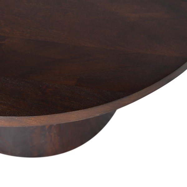 Table basse ronde en bois massif brun foncé - Alrik