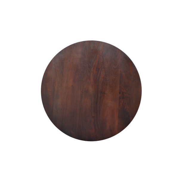 Table basse ronde en bois massif brun foncé - Alrik