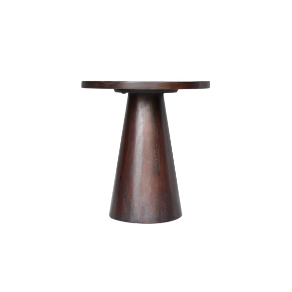 Table d'appoint ronde en bois massif brun foncé - Alrik