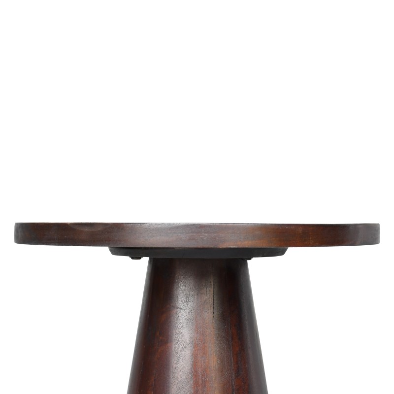 Table d'appoint ronde en bois massif brun foncé - Alrik