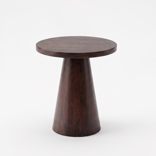 Table d'appoint ronde en bois massif brun foncé - Alrik