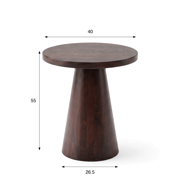 Table d'appoint ronde en bois massif brun foncé - Alrik