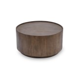 Table basse ronde en bois massif brun foncé - Toril