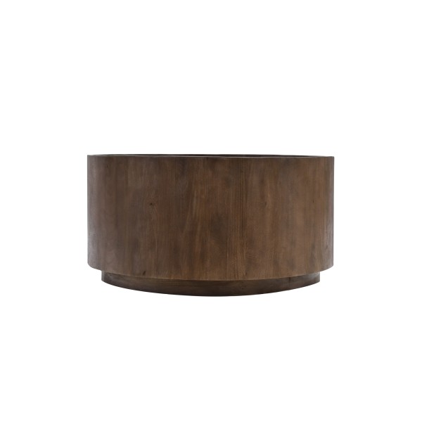 Table basse ronde en bois massif brun foncé - Toril