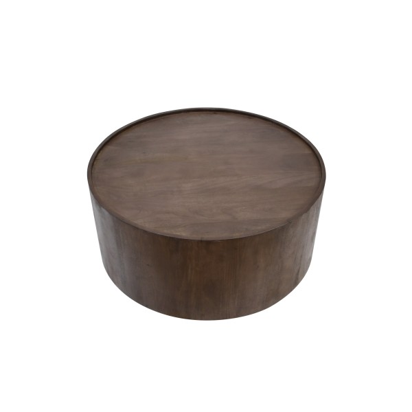 Table basse ronde en bois massif brun foncé - Toril