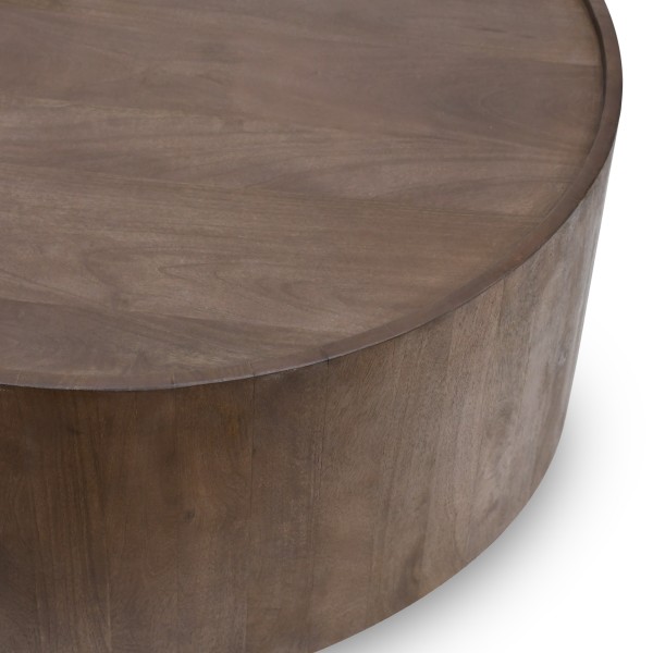 Table basse ronde en bois massif brun foncé - Toril