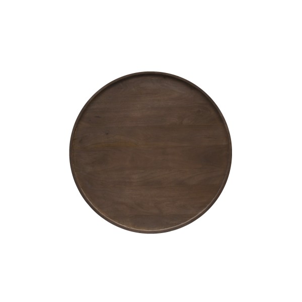 Table basse ronde en bois massif brun foncé - Toril