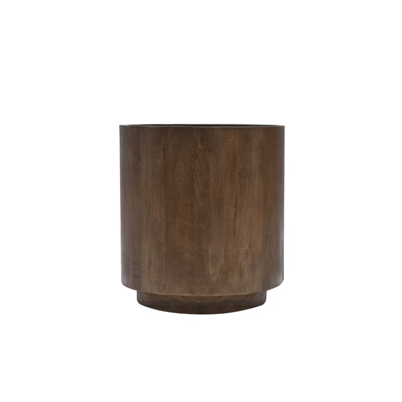 Table d'appoint ronde en bois massif brun foncé - Toril