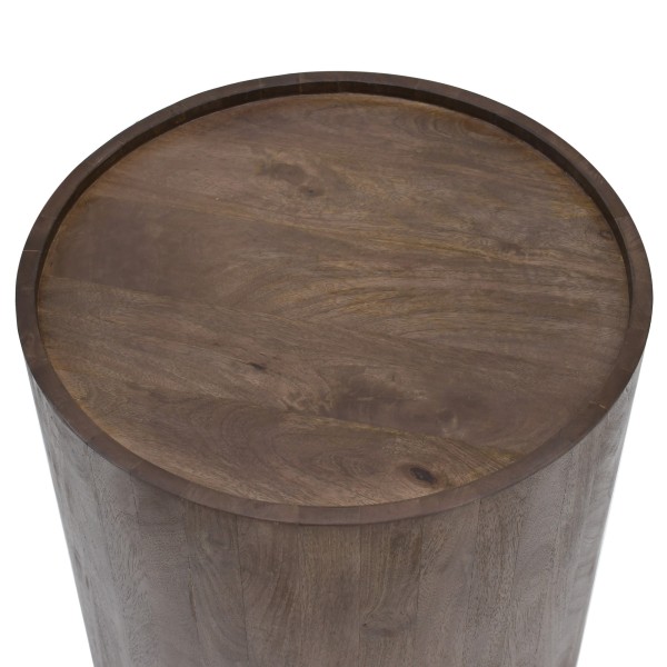 Table d'appoint ronde en bois massif brun foncé - Toril