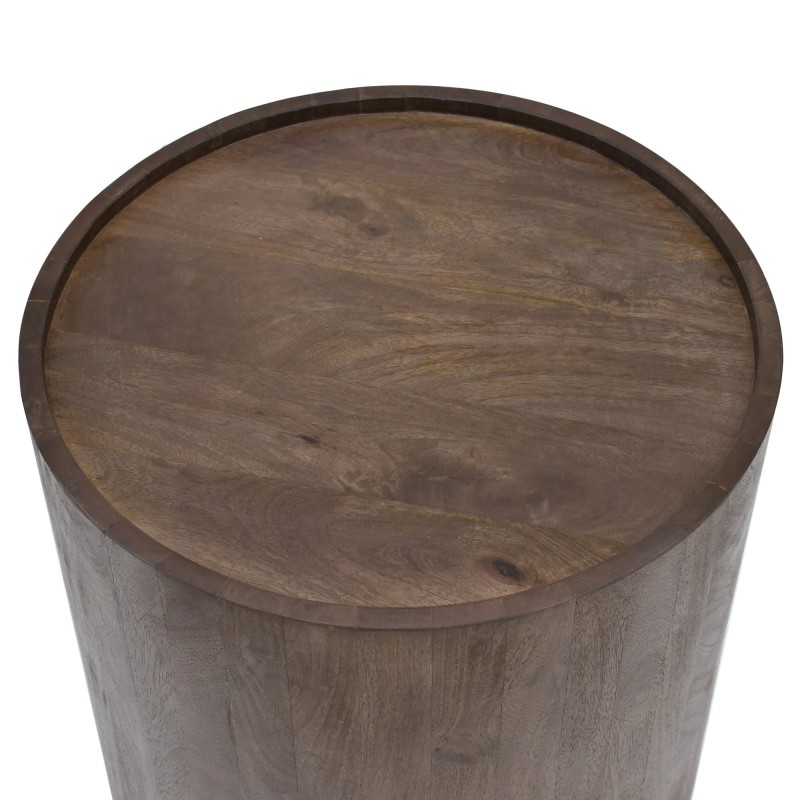 Table d'appoint ronde en bois massif brun foncé - Toril