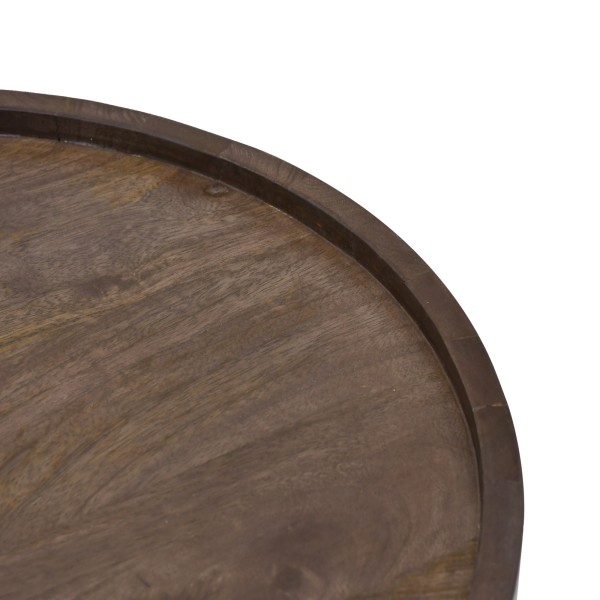 Table d'appoint ronde en bois massif brun foncé - Toril