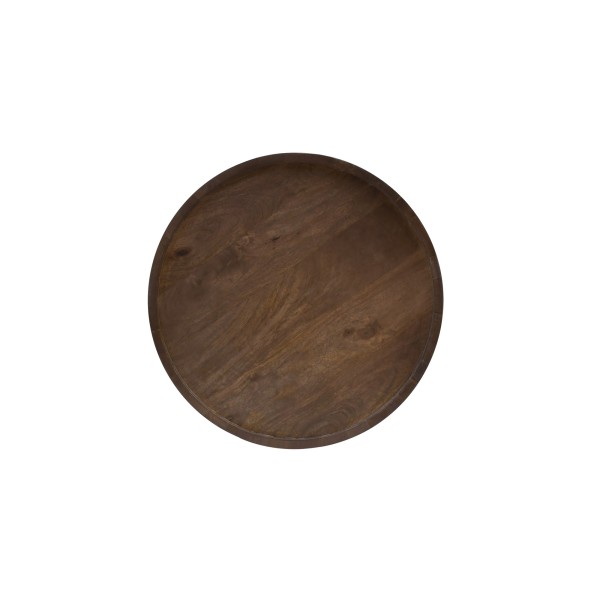 Table d'appoint ronde en bois massif brun foncé - Toril