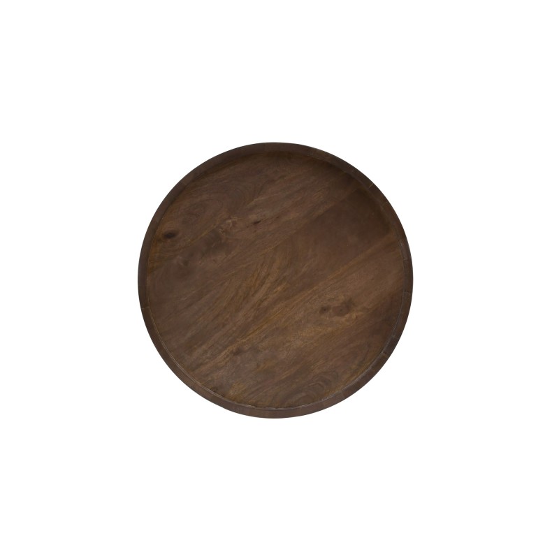 Table d'appoint ronde en bois massif brun foncé - Toril