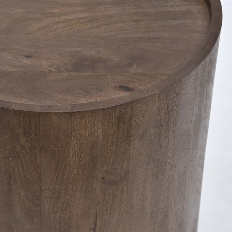 Table d'appoint ronde en bois massif brun foncé - Toril