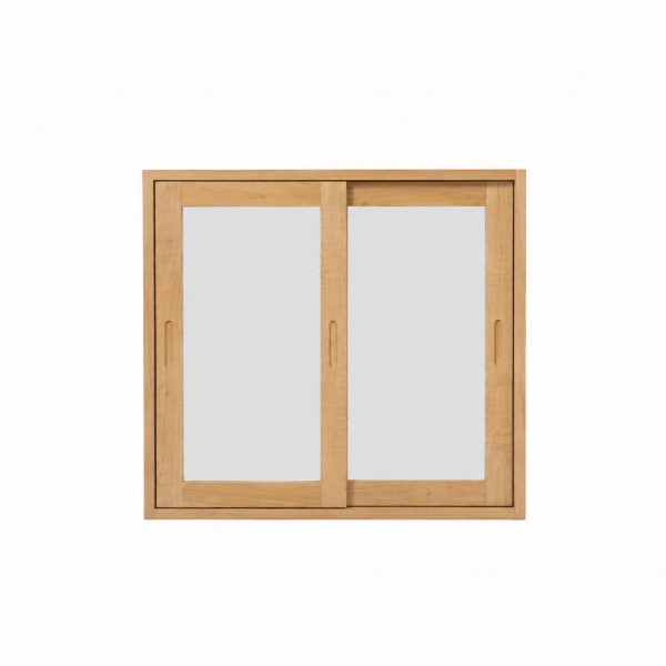 Armoire salle de bain 80 cm bois massif et portes coulissantes avec miroir