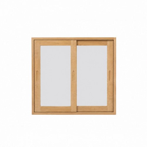 Armoire salle de bain 80 cm bois massif et portes coulissantes avec miroir
