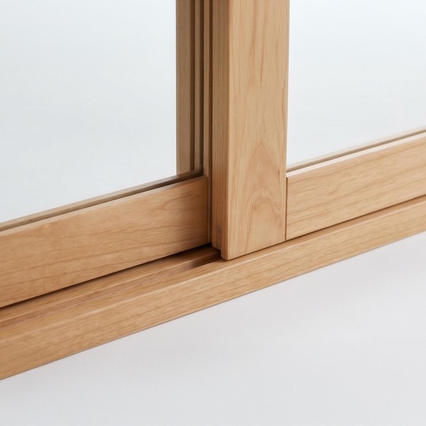 Armoire salle de bain 80 cm bois massif et portes coulissantes avec miroir