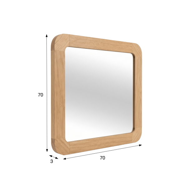Miroir de salle de bain carré 70 cm x 70 cm avec bords arrondis