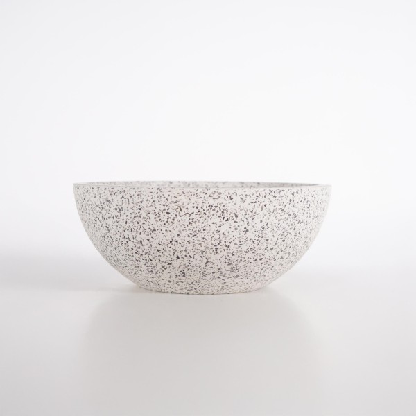Vasque de salle de bain ronde en terrazzo blanc 40 x 40 cm - Mahina