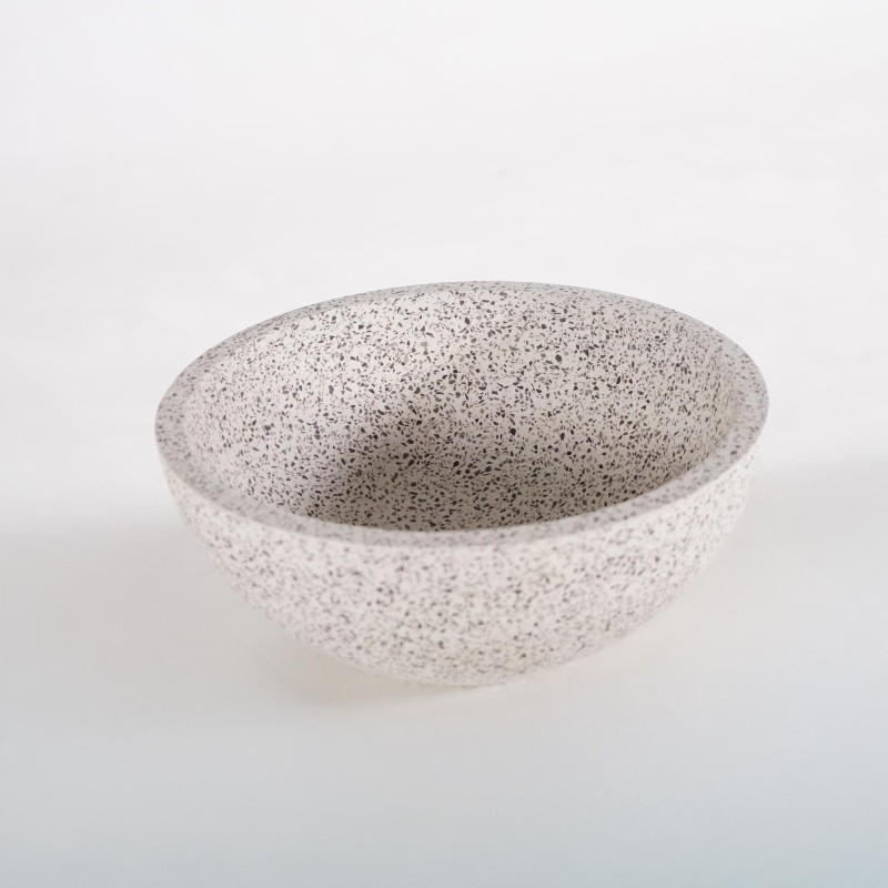Vasque de salle de bain ronde en terrazzo blanc 40 x 40 cm - Mahina