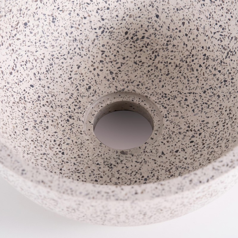 Vasque de salle de bain ronde en terrazzo blanc 40 x 40 cm - Mahina