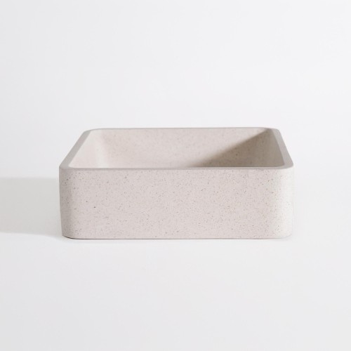 Vasque de salle de bain carrée en terrazzo blanc 40 x 40 cm - Kalani