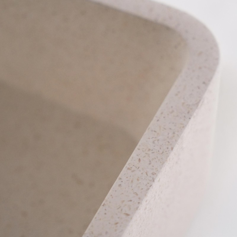 Vasque de salle de bain carrée en terrazzo blanc 40 x 40 cm - Kalani