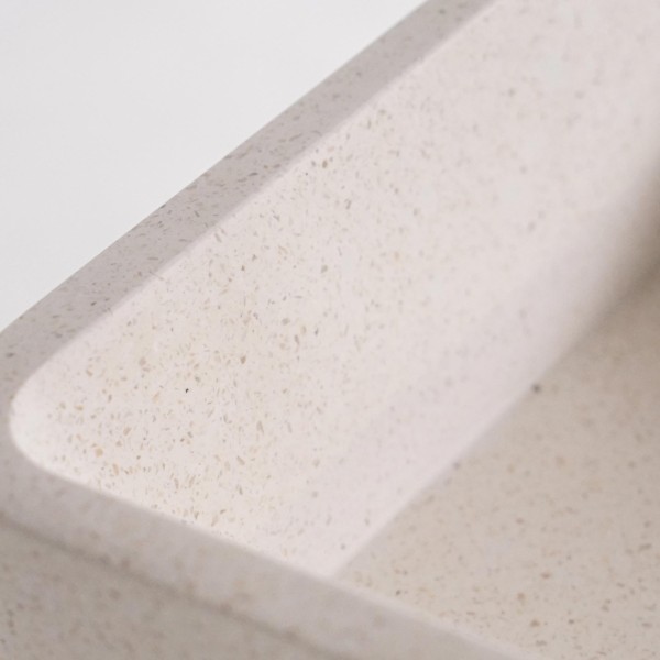Vasque de salle de bain carrée en terrazzo blanc 40 x 40 cm - Kalani