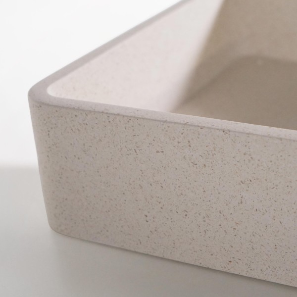 Vasque de salle de bain carrée en terrazzo blanc 40 x 40 cm - Kalani