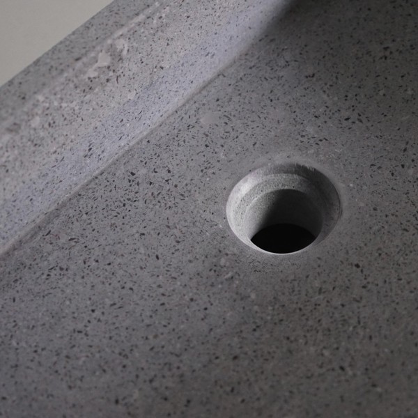 Vasque de salle de bain rectangulaire en terrazzo gris 50 x 30 cm - Nohea