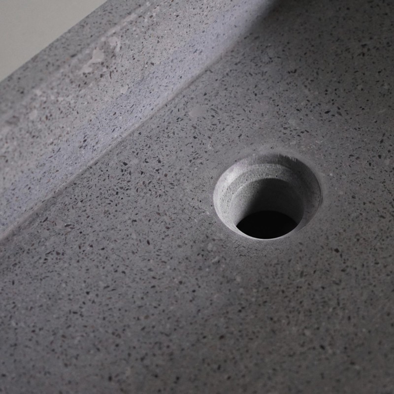 Vasque de salle de bain rectangulaire en terrazzo gris 50 x 30 cm - Nohea
