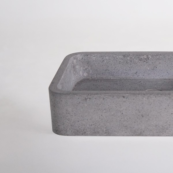 Vasque de salle de bain rectangulaire en terrazzo gris 50 x 30 cm - Nohea