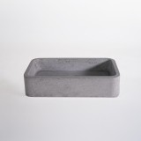 Vasque de salle de bain rectangulaire en terrazzo gris 50 x 30 cm - Nohea