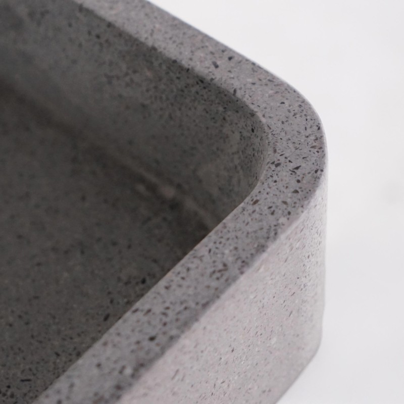 Vasque de salle de bain rectangulaire en terrazzo gris 50 x 30 cm - Nohea