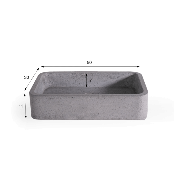 Vasque de salle de bain rectangulaire en terrazzo gris 50 x 30 cm - Nohea